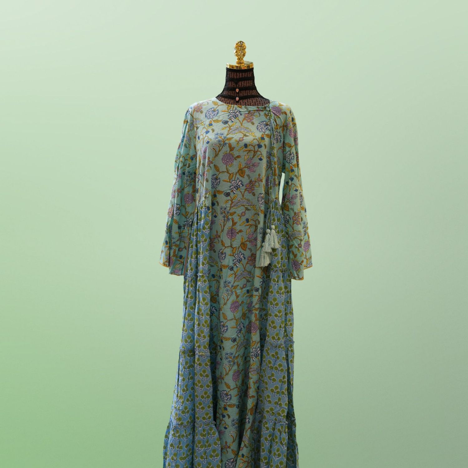 S/M Cindrella Printed Cotton Dress 57" Long Jalabiya