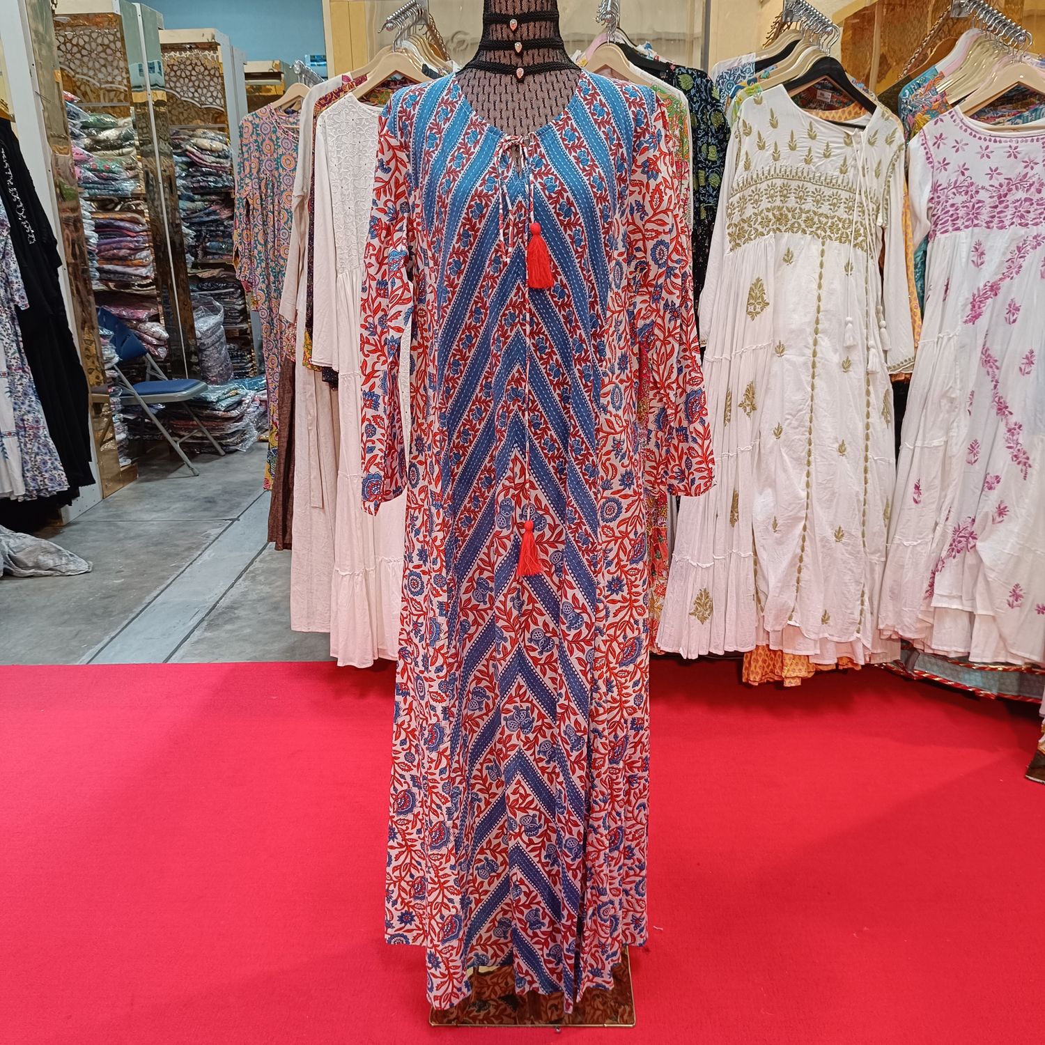 S/M Special Multi Printed Cotton Dress 57" Long Jalabiya