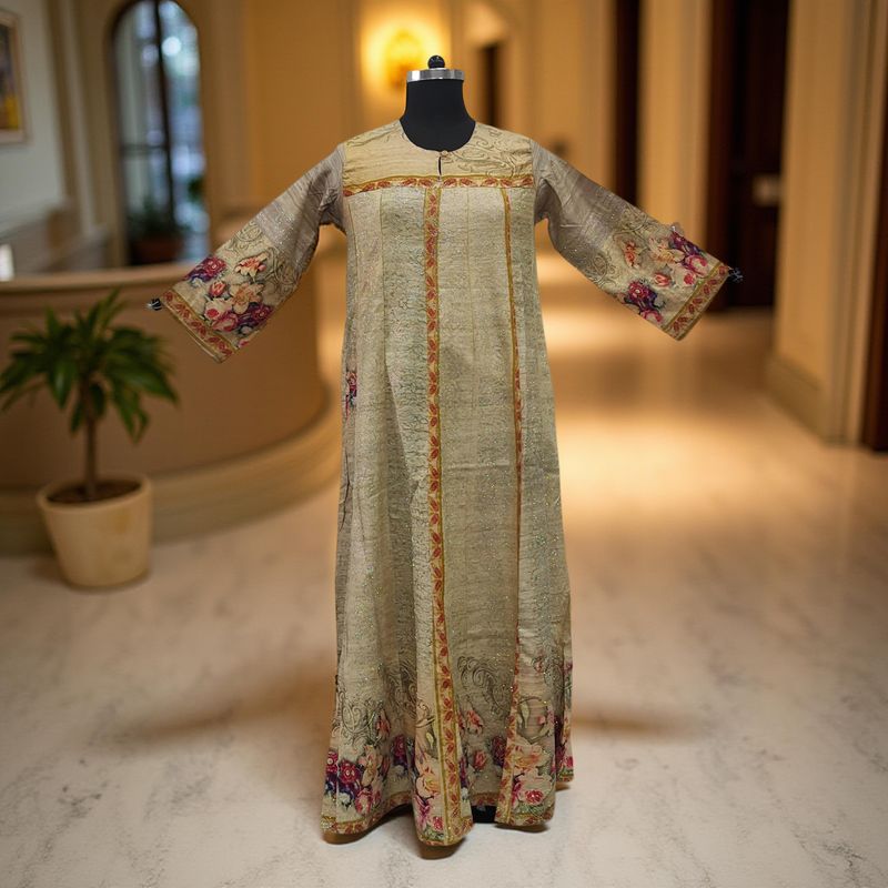 S/M Special Crystal Printed Cotton Dress 57" Long Jalabiya