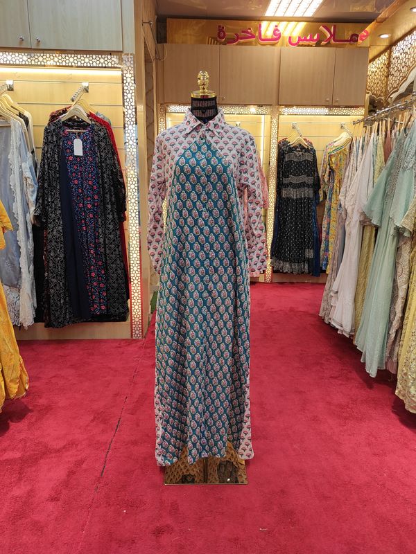 S/M Honey Printed Cotton Dress 57" Jalabiya