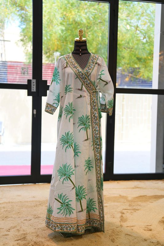 L/XL Priam Printed Cotton Dress 57" Long Jalabiya