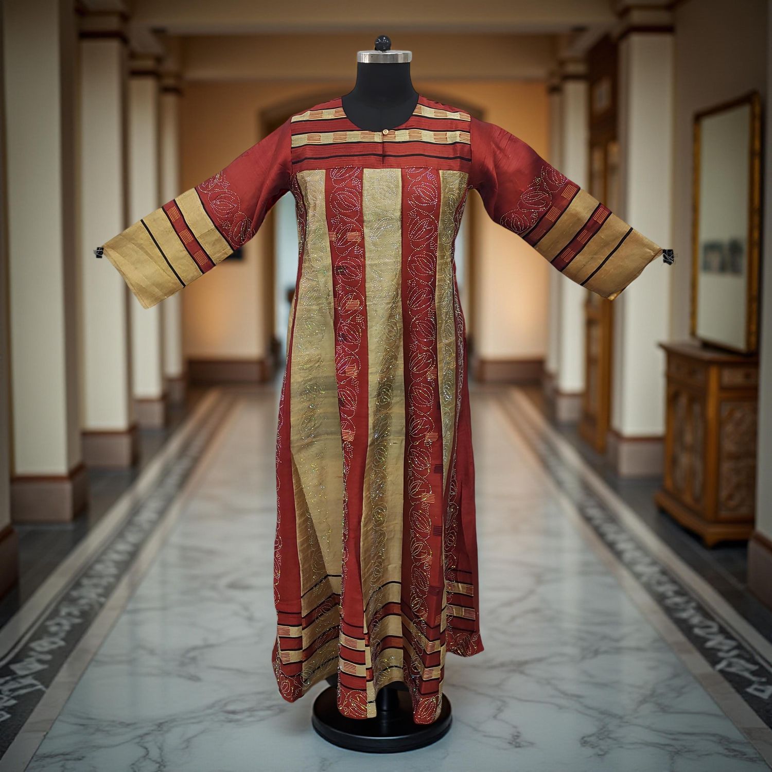 S/M Special Crystal Printed Cotton Dress 57" Long Jalabiya