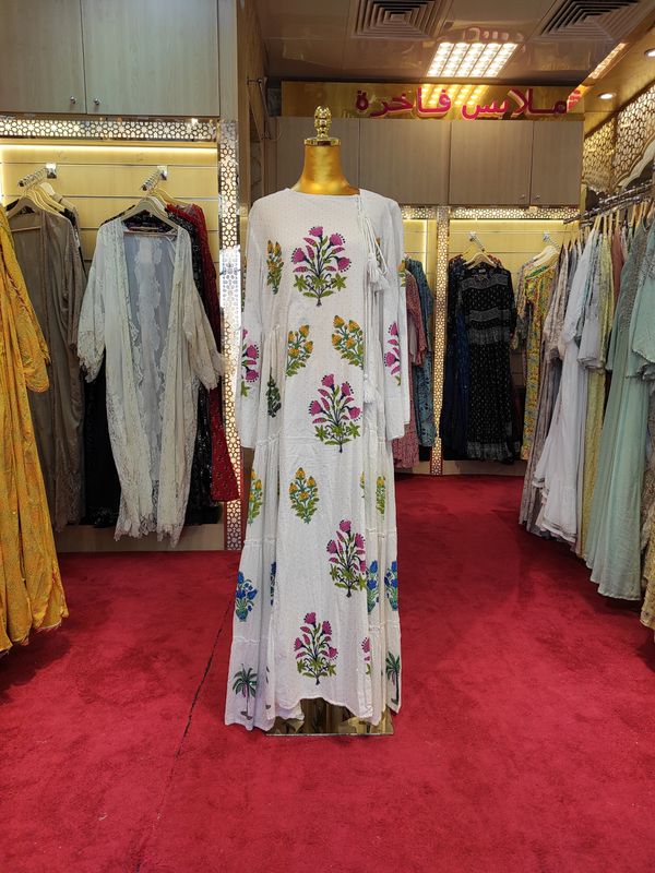 L/XL Cindrella crystal  Cotton Dress 57" Long Jalabiya