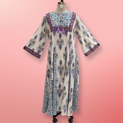 2XL/3XL Anaya Crystal Purple Printed Dress 57" Jalabiya