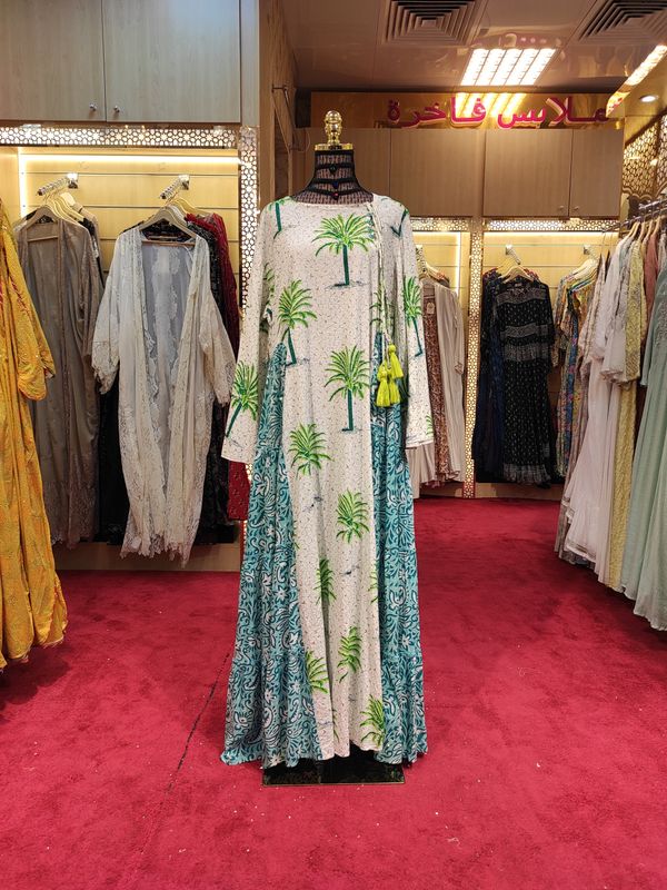 L/XL Cindrella crystal  Cotton Dress 57" Long Jalabiya