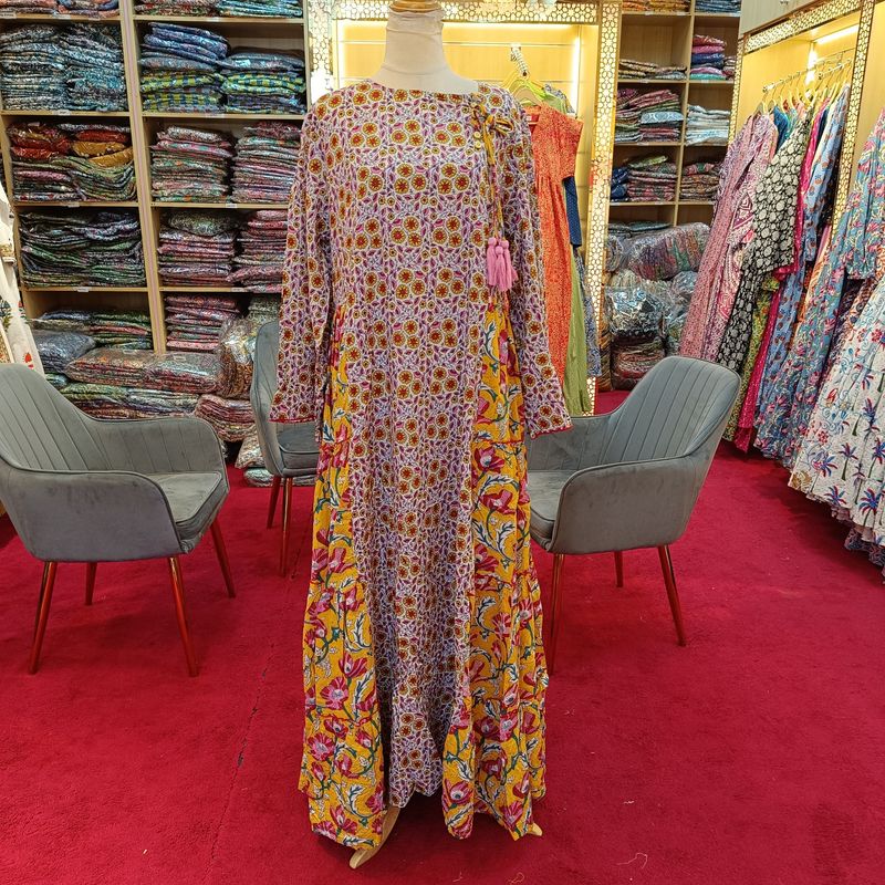 S/M Cindrella Printed Cotton Dress 57" Long Jalabiya