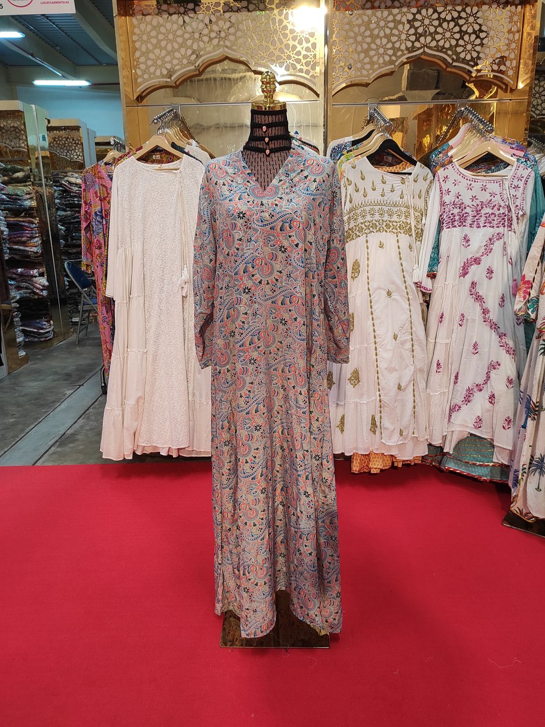 S/M Teens Silk  Printed  Dress 57" Long Jalabiya