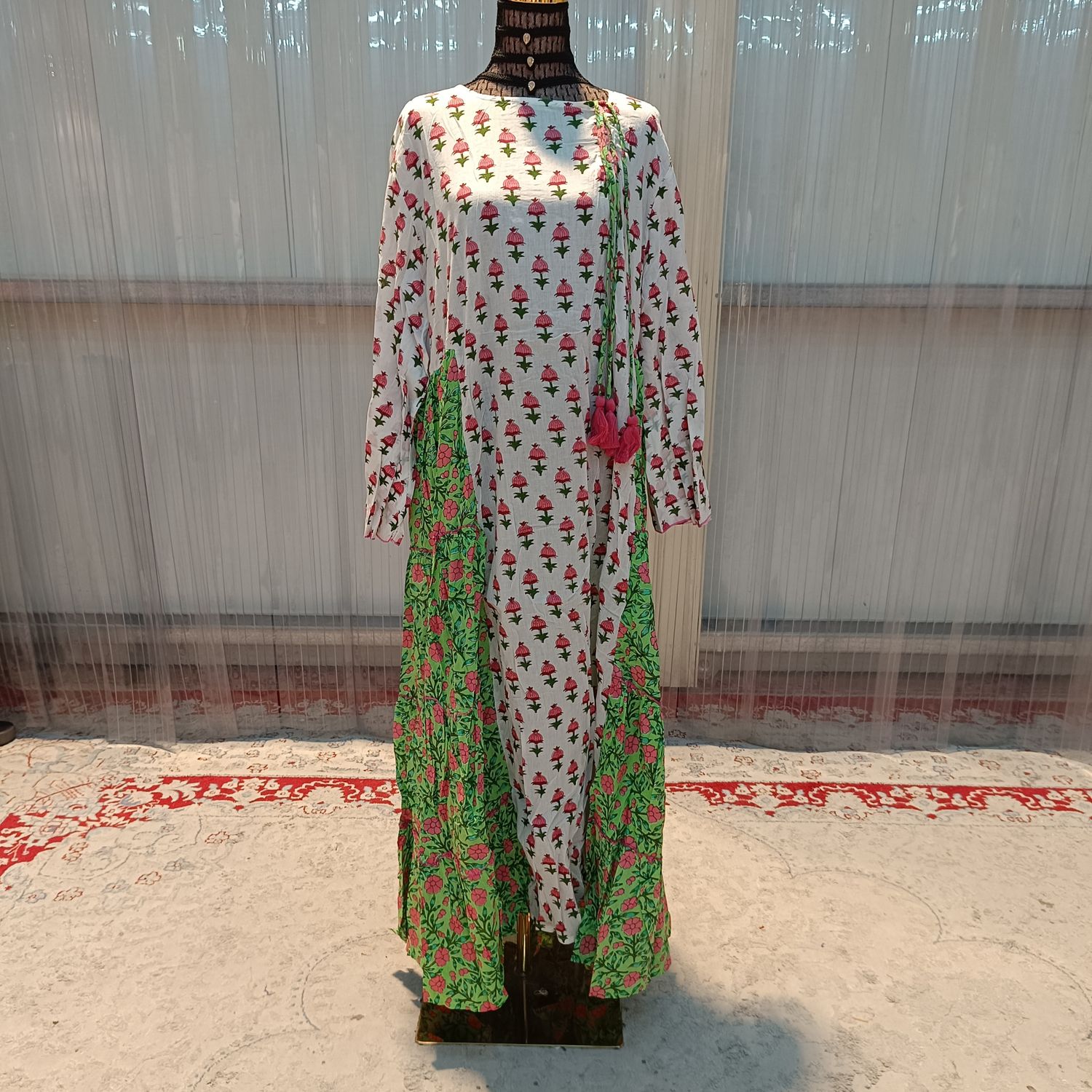 2X-3X Cindrella Printed Cotton Dress 57" Long Jalabiya