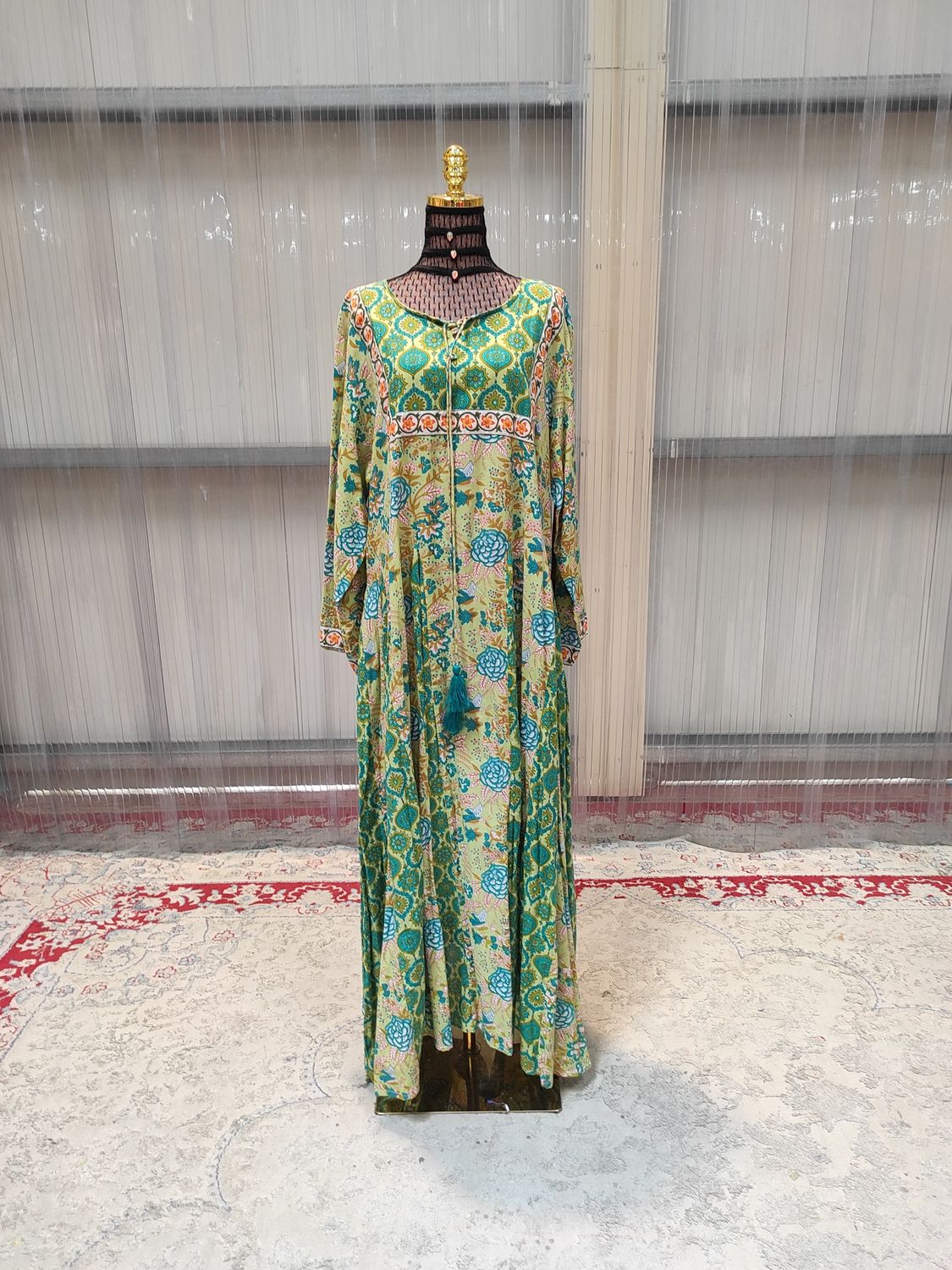 2XL/3XL Anaya Printed Cotton Dress 57"Long Jalabiya