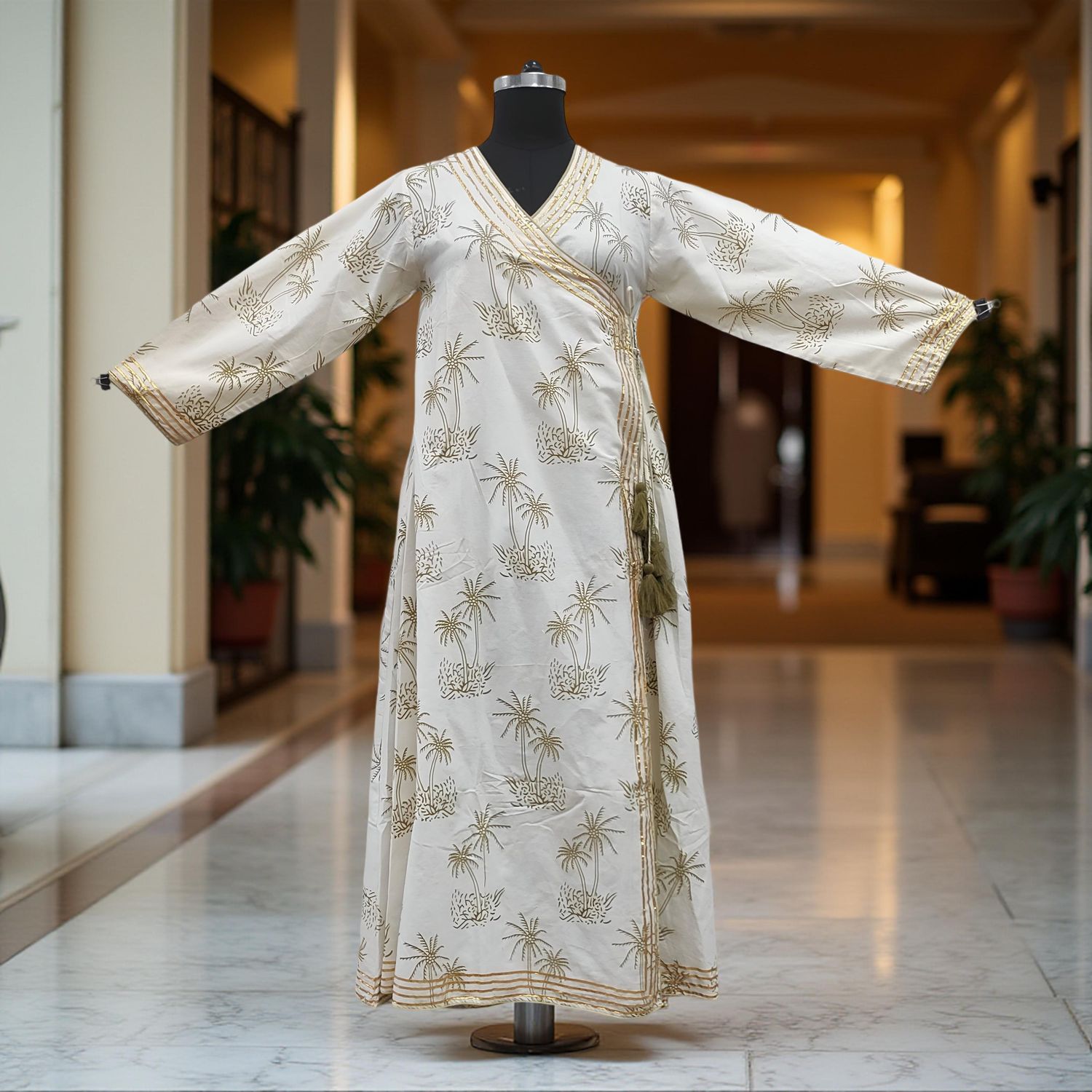 L/XL Priam  Printed Cotton Dress 57" Long Jalabiya