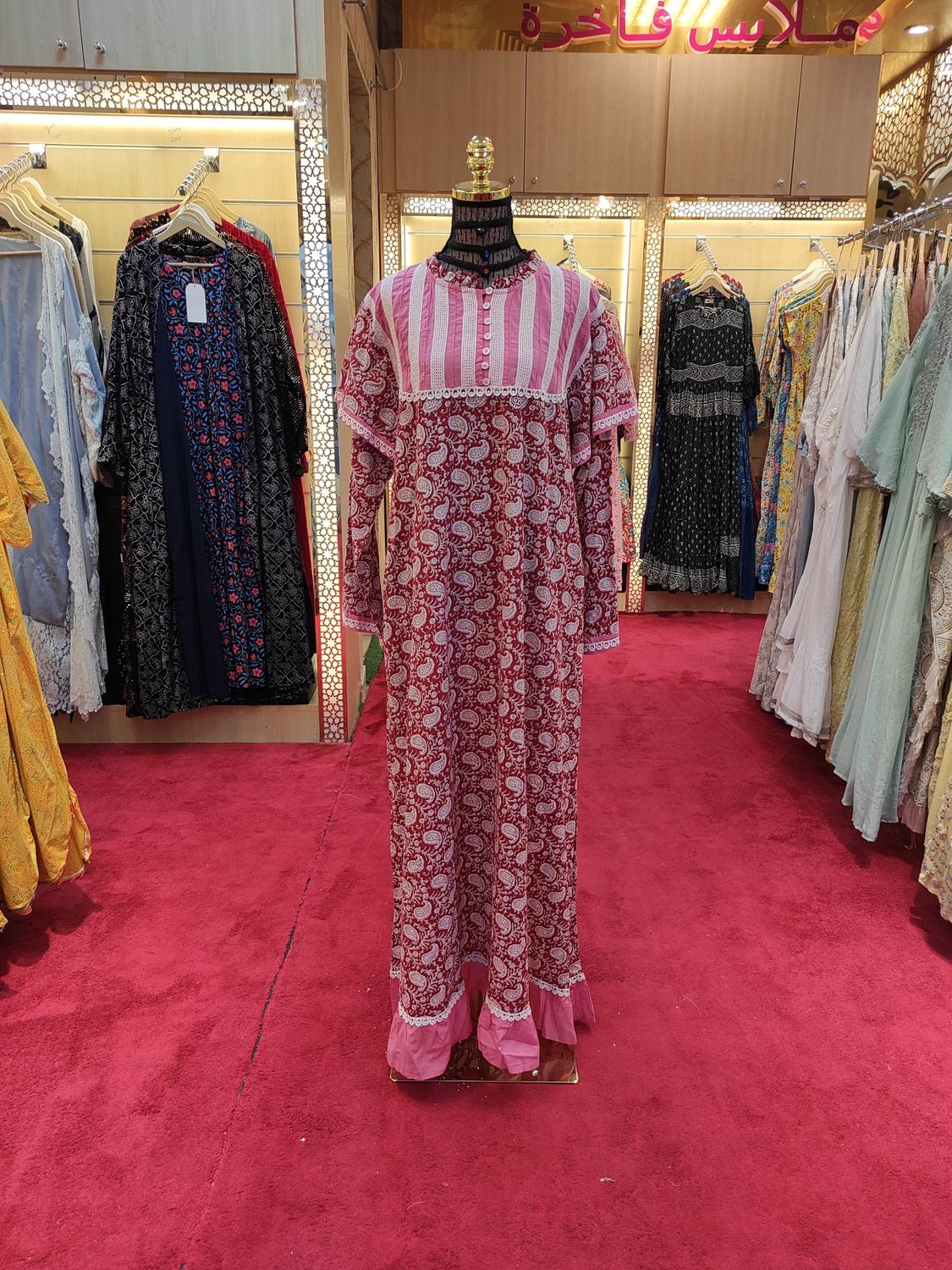 L/XL Narina Printed Cotton Dress 57" Long Jalabiya