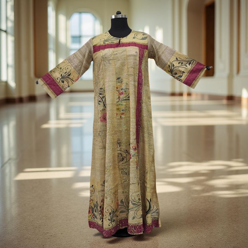 S/M Special Crystal Printed Cotton Dress 57" Long Jalabiya