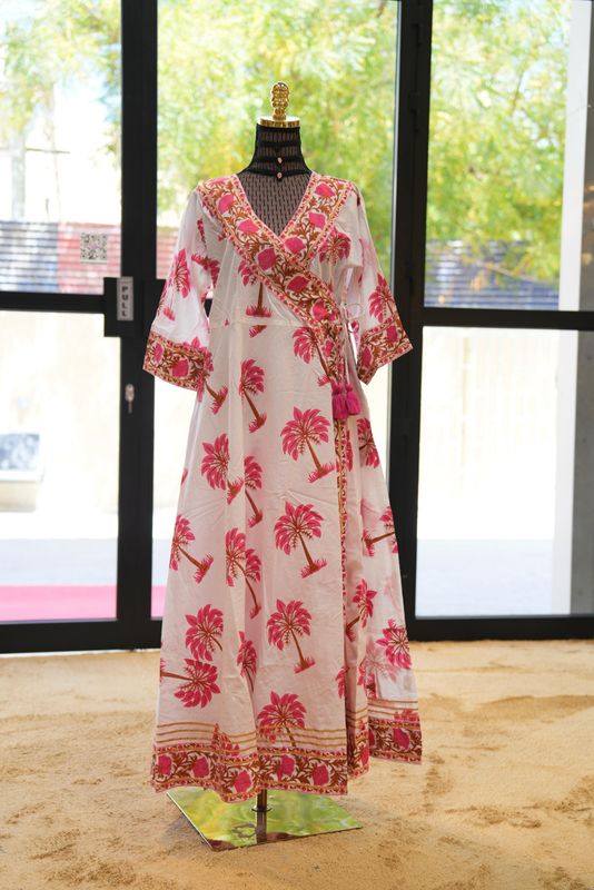 2XL/3XL Priam Printed Cotton Dress 57" Long Jalabiya