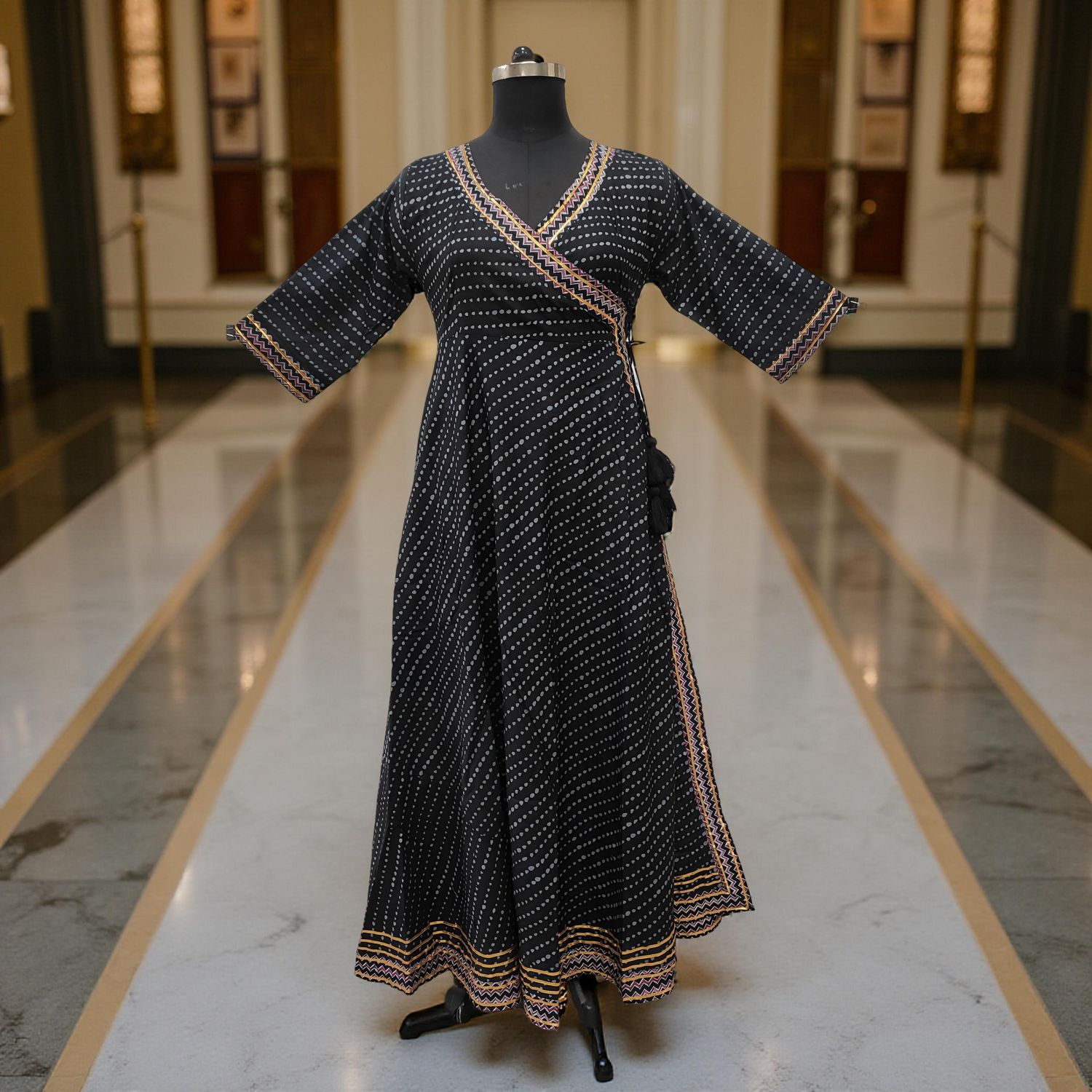 S/M Priam Printed Cotton Dress 57" Long Jalabiya