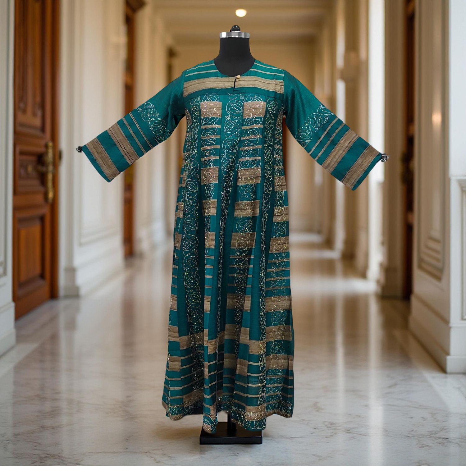 S/M Special Crystal Printed Cotton Dress 57" Long Jalabiya