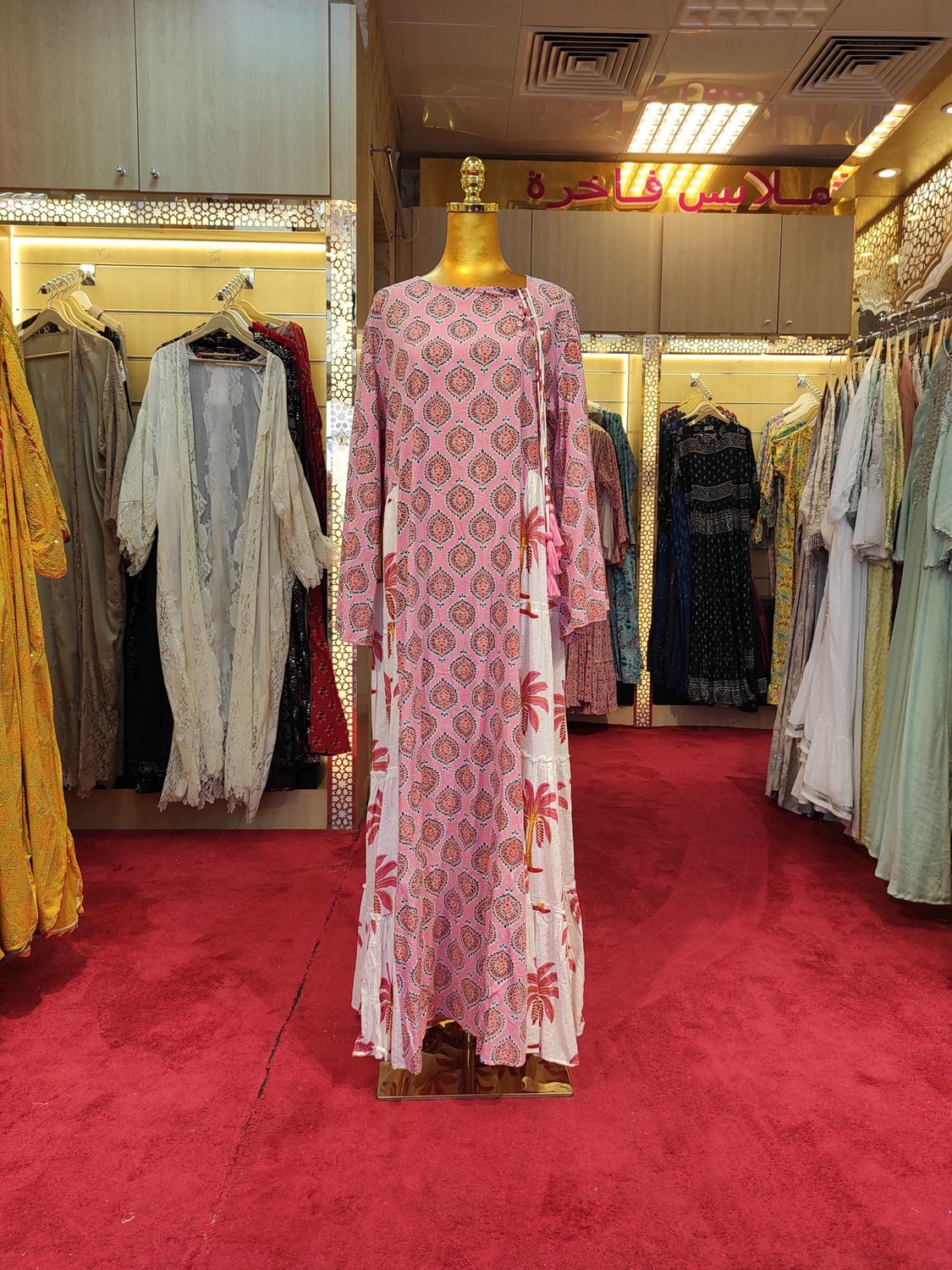 L/XL Cindrella crystal  Cotton Dress 57" Long Jalabiya