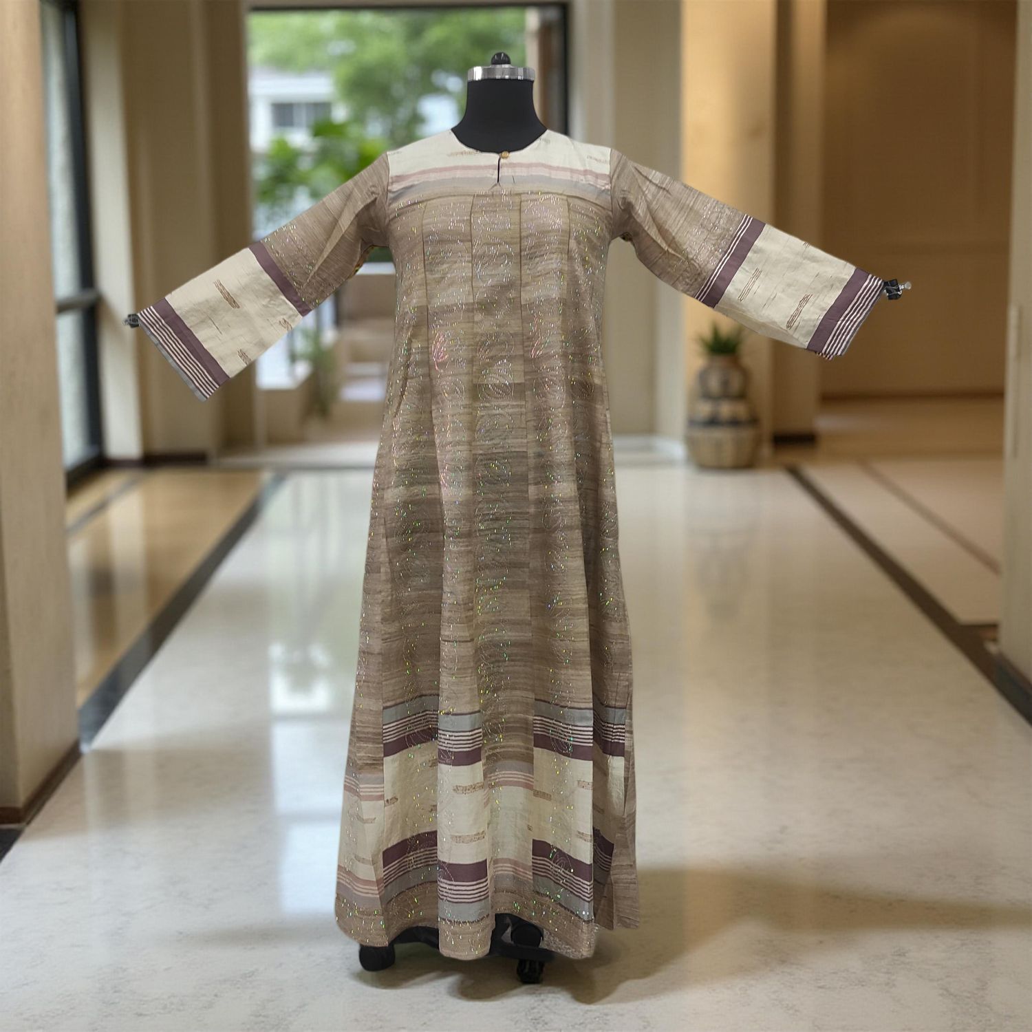 S/M Special Crystal Printed Cotton Dress 57" Long Jalabiya