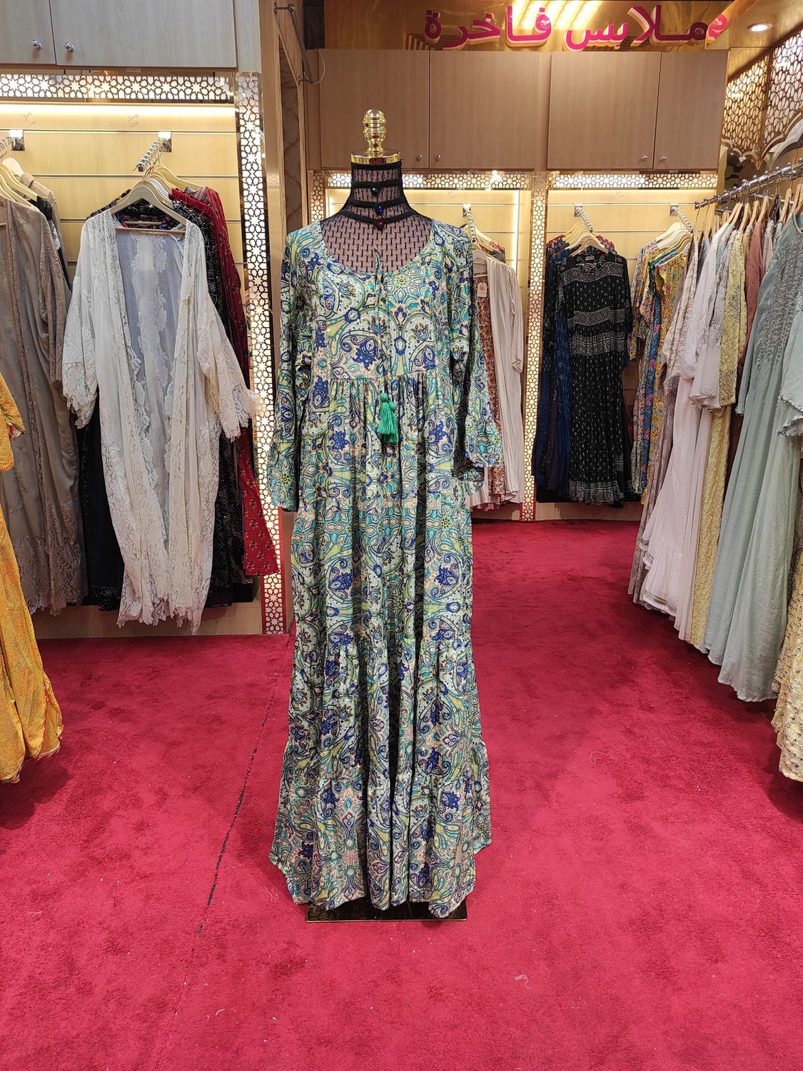 L/XL Gaby Silk Crystal  Long Dress 57" Long Jalabiya