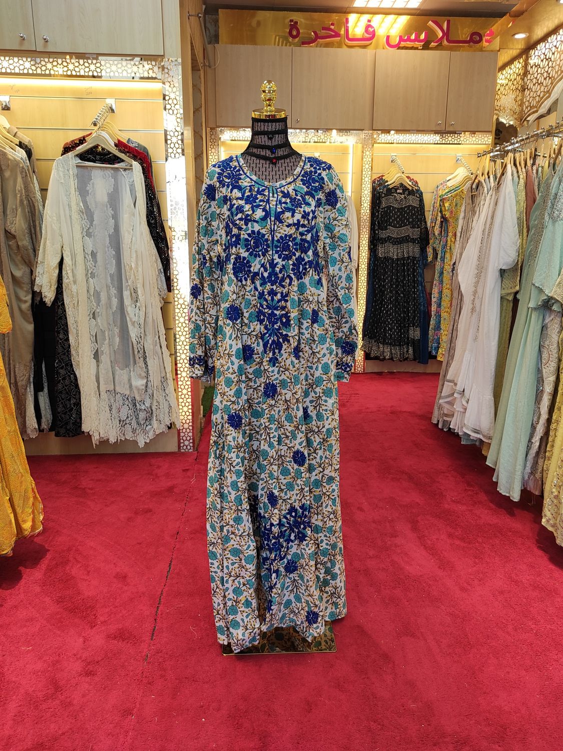 S/M Special Embroidery  Cotton Dress 57" Long Jalabiya