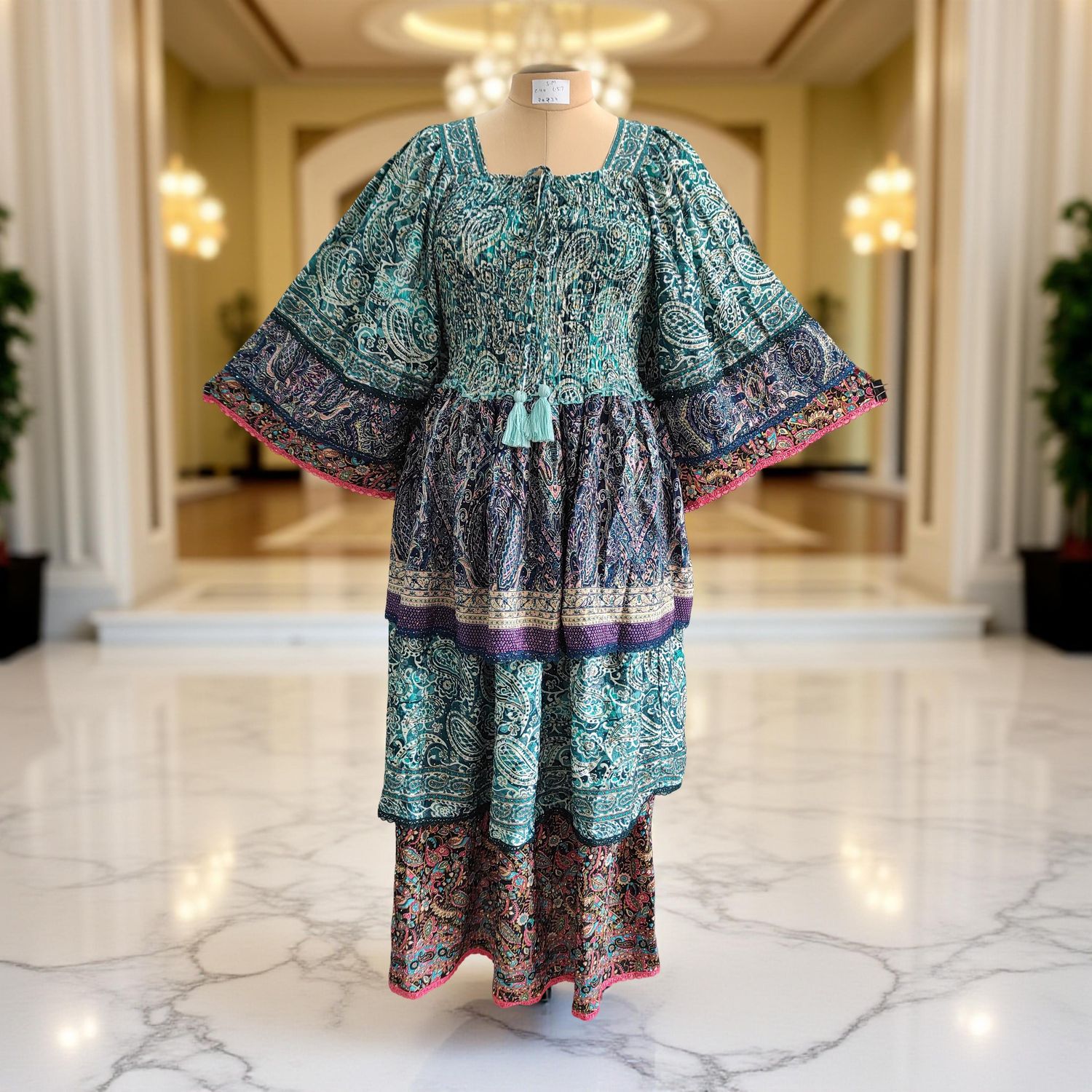 S/M Rahima Silk Crystal  Dress 57" Long Jalabiya