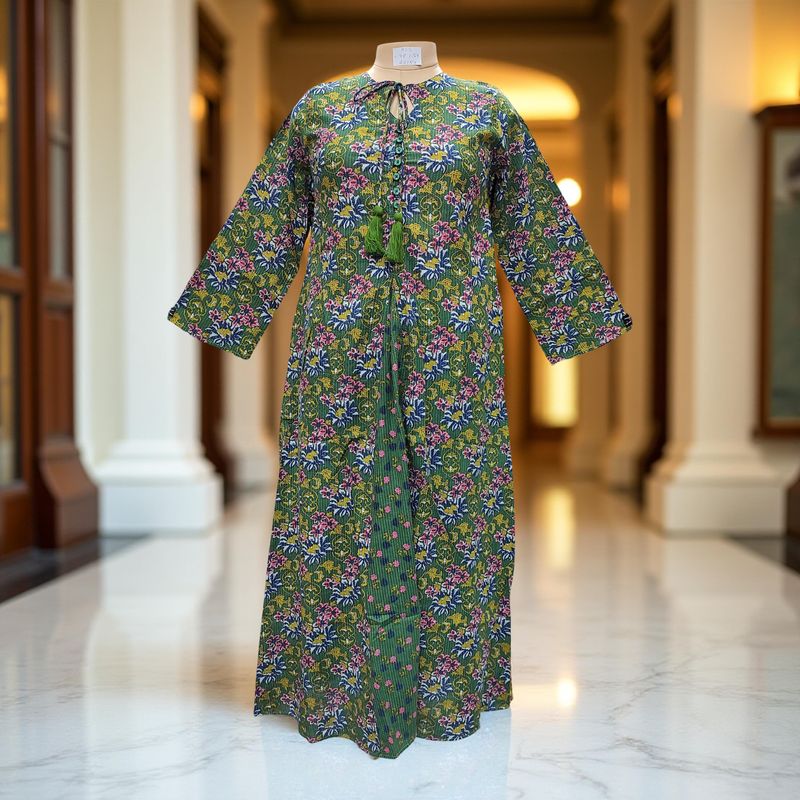 XS-S Nobila Printed Cotton Dress 54" Long Jalabiya