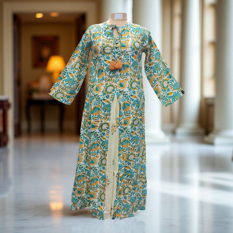 XS-S Nobila Printed Cotton Dress 54" Long Jalabiya