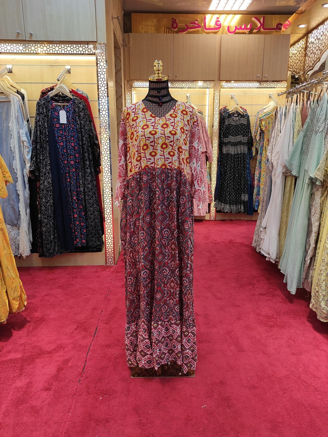 L/XL Special Multi Printed Cotton Dress 57" Long Jalabiya