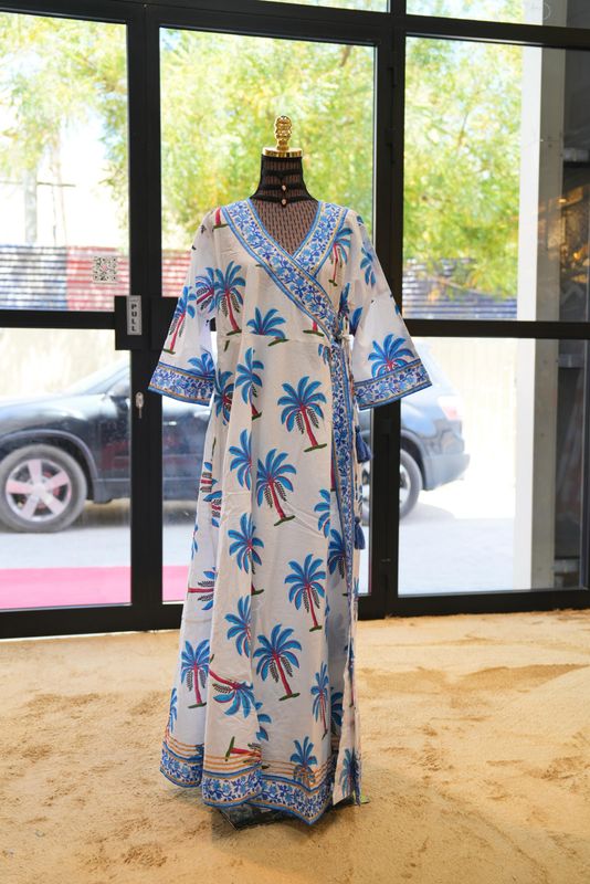 XS/S Priam Printed Cotton Dress 54" Long Jalabiya