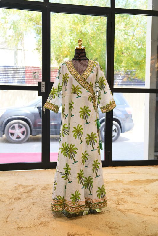 L/XL Priam Printed Cotton Dress 57" Long Jalabiya