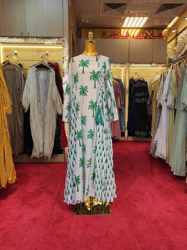 XS/S Cindrella crystal  Cotton Dress 54" Long Jalabiya