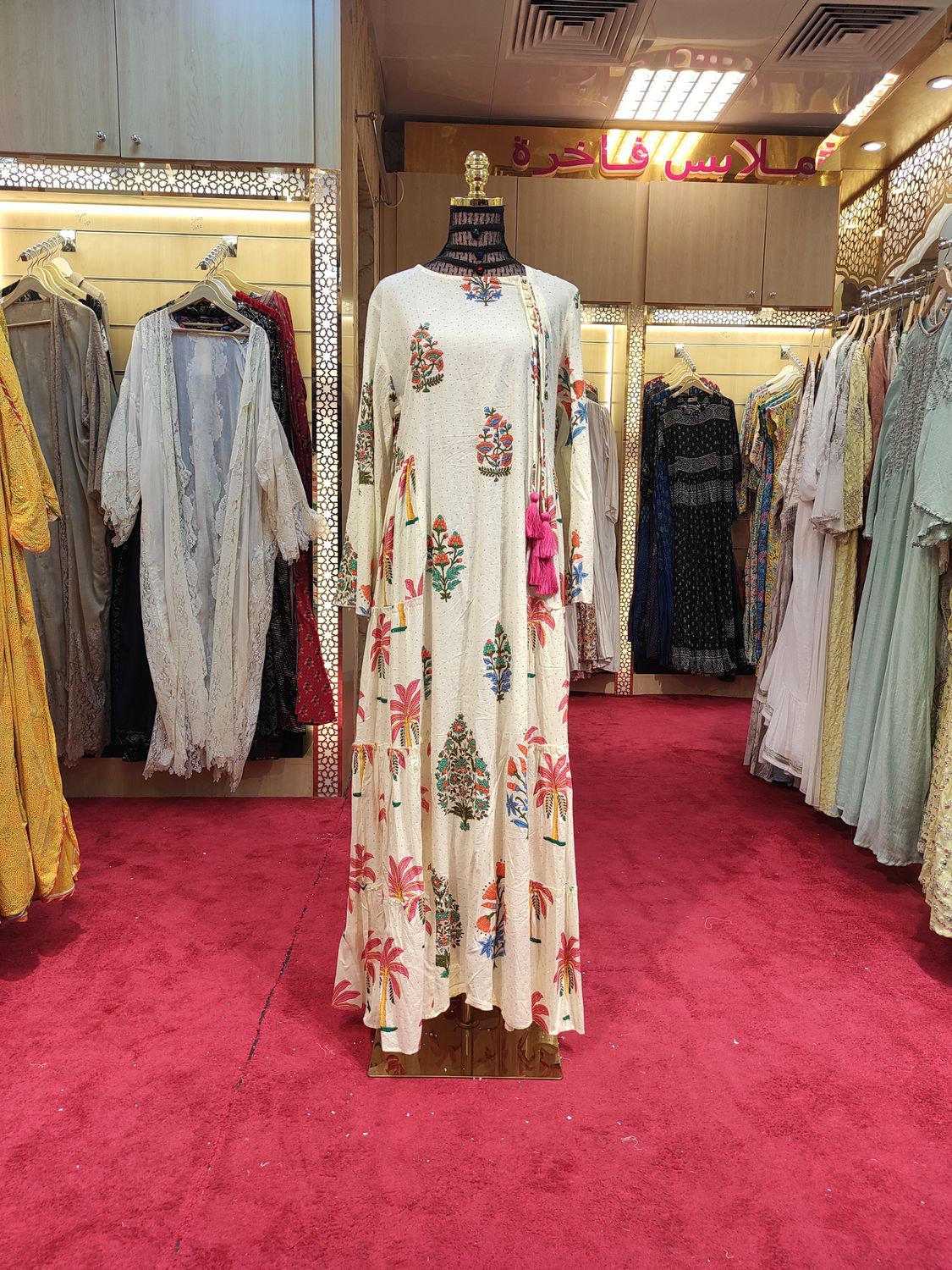 S/M Cindrella crystal  Cotton Dress 57" Long Jalabiya