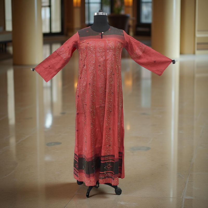 S/M Special Crystal Printed Cotton Dress 57" Long Jalabiya