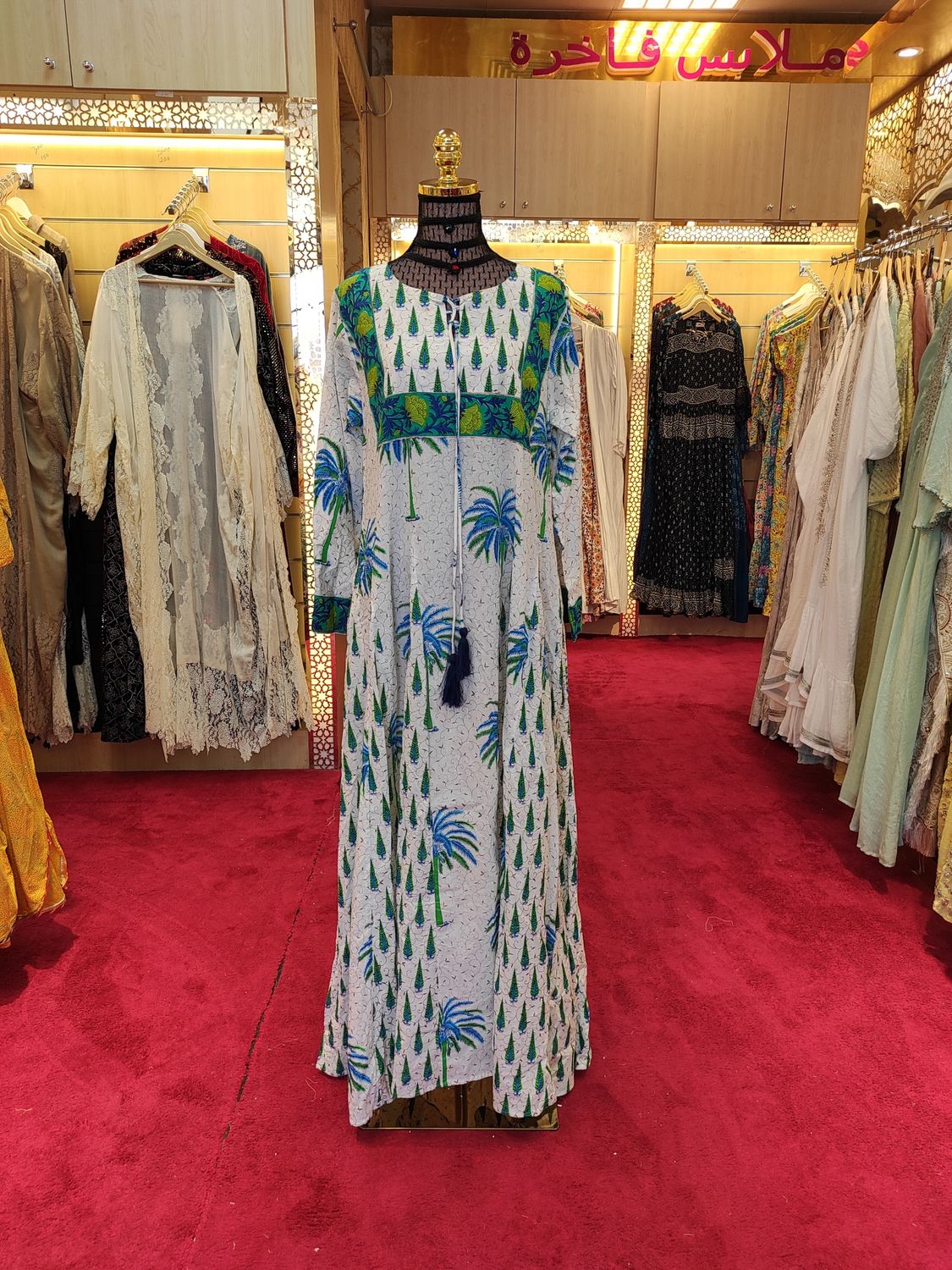 S/M Anaya  Printed Cotton Dress 57" Long Jalabiya