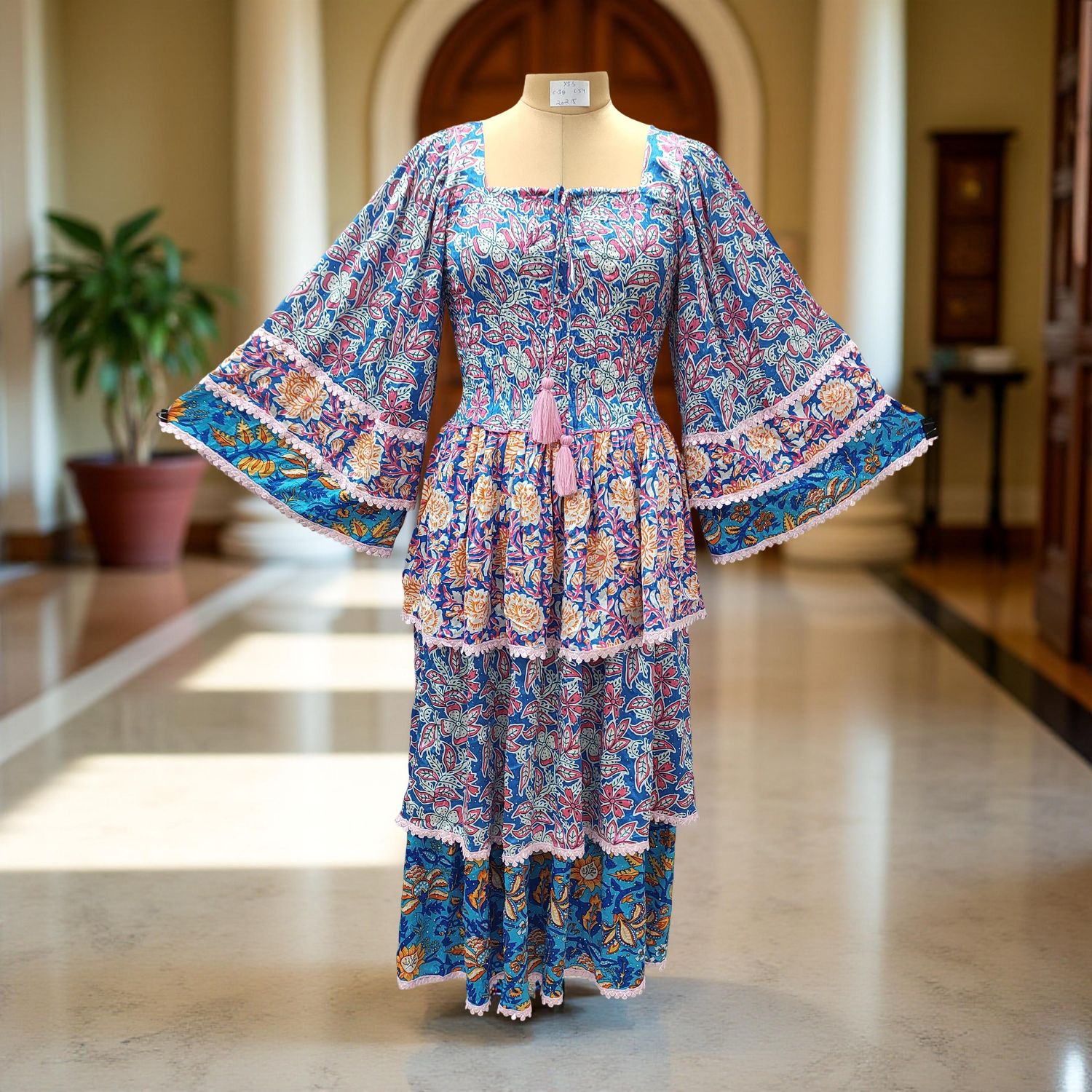 XS/S Rahima Satin Crystal  Dress 54" Long Jalabiya