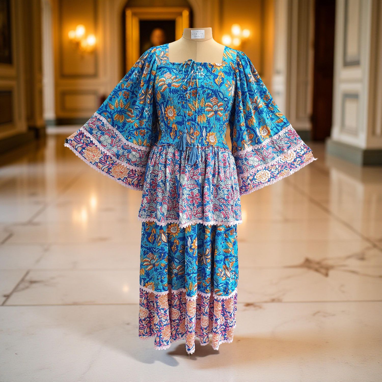 XS/S Rahima Satin Crystal  Dress 54" Long Jalabiya