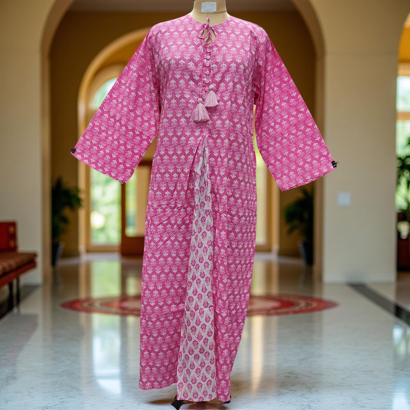 L/XL Nobila Printed Cotton Dress 57" Long Jalabiya