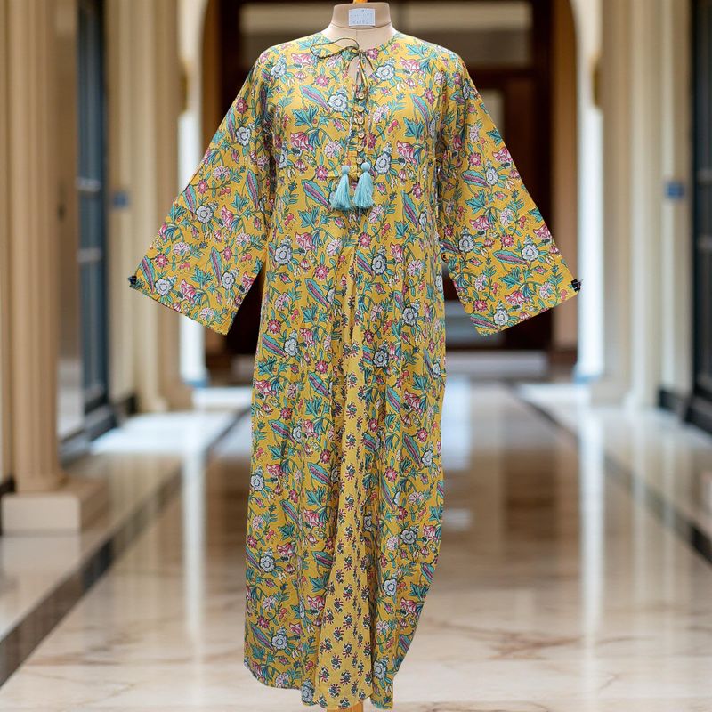 L/XL Nobila Printed Cotton Dress 57" Long Jalabiya