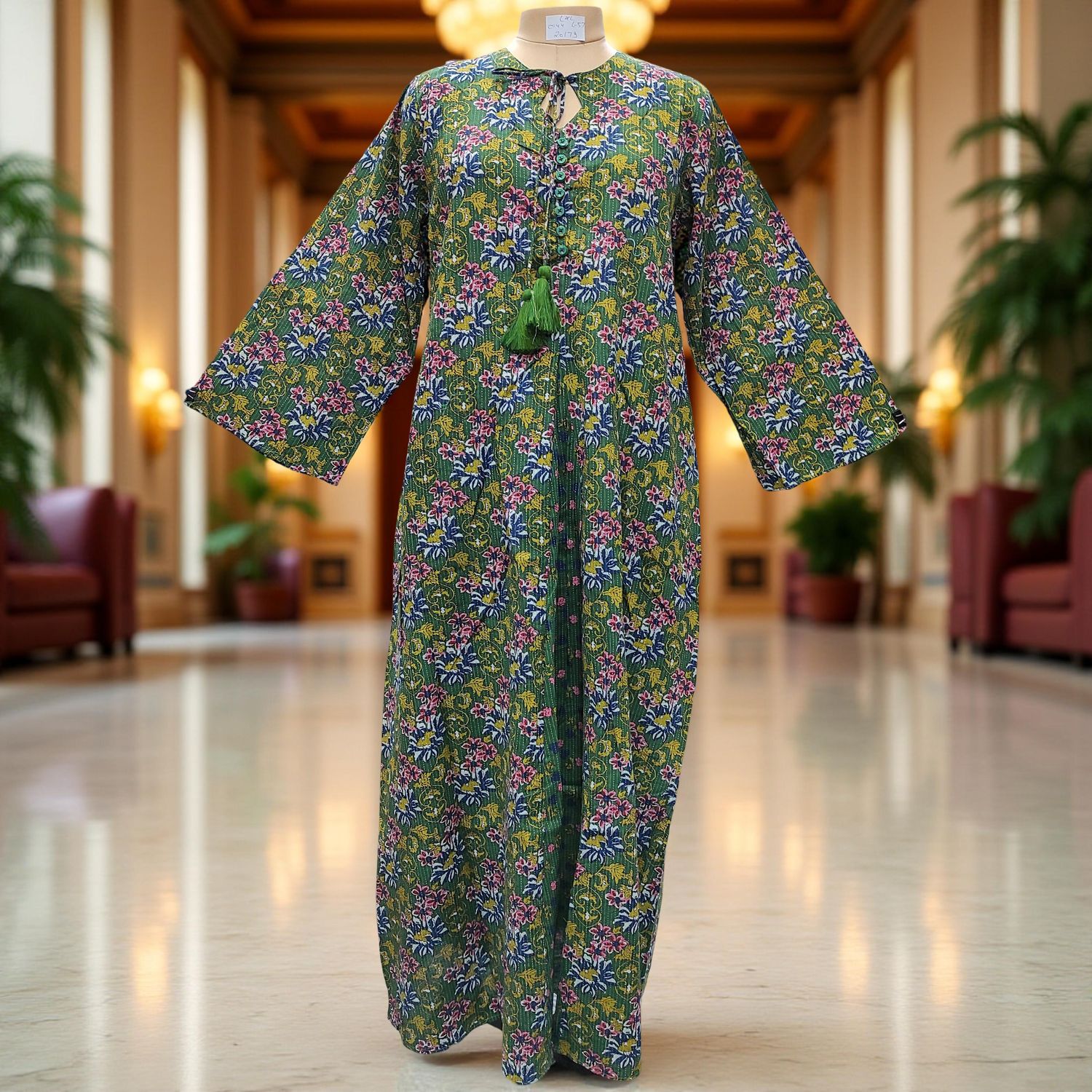 L/XL Nobila Printed Cotton Dress 57" Long Jalabiya