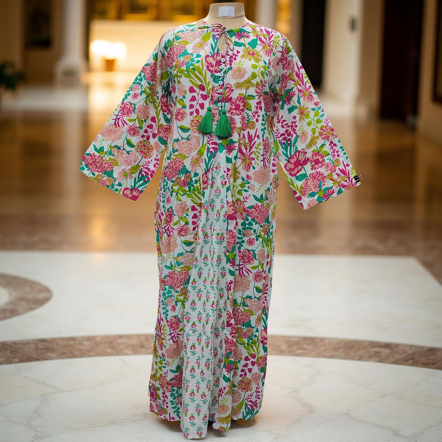 S/M Nobila Printed Cotton Dress 57" Long Jalabiya