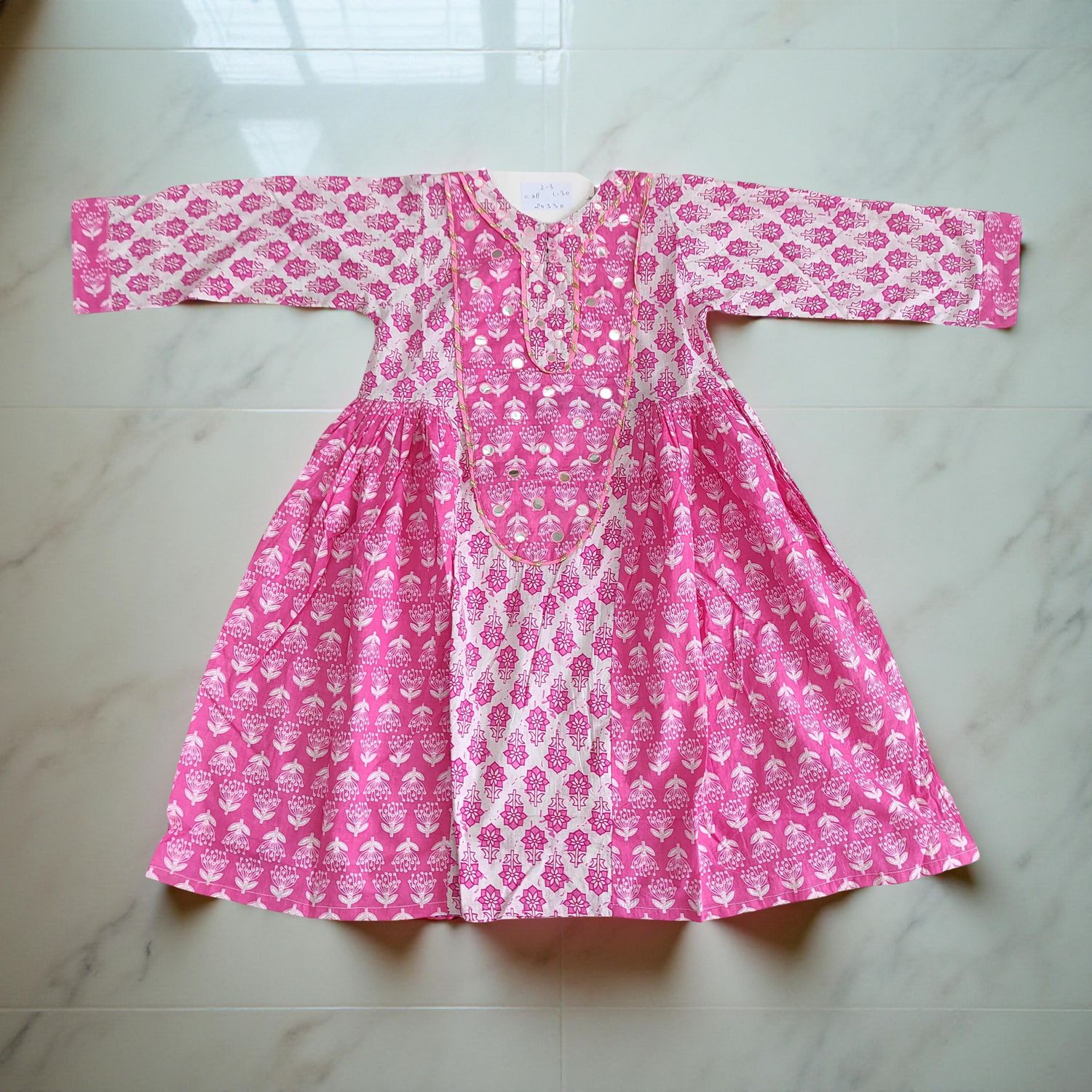 2-3  Year Suf Printed Cotton Dress 30'' Long Jalabiya