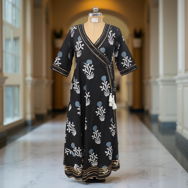 XS/S Priam Printed Cotton Dress 54" Long Jalabiya