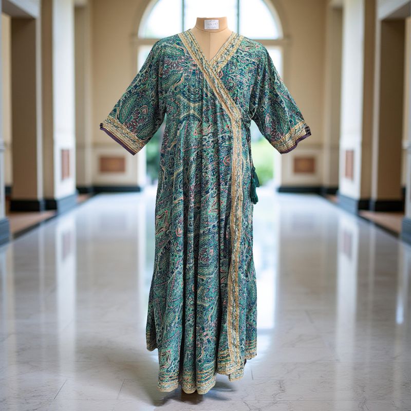 2XL/3XL Priam Printed Silk Crystal Dress 57" Long Jalabiya