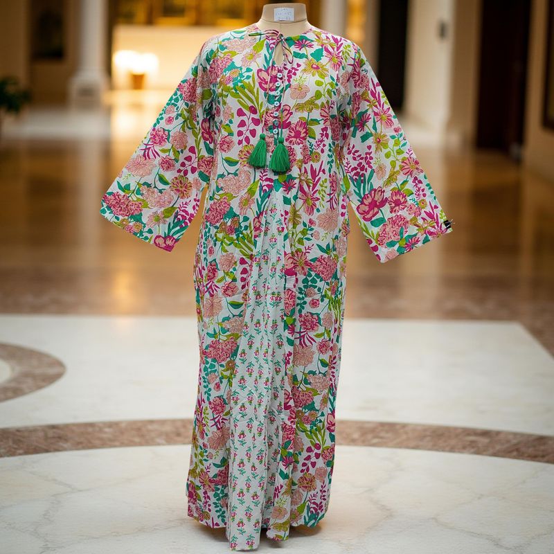 L/XL Nobila Printed Cotton Dress 57" Long Jalabiya