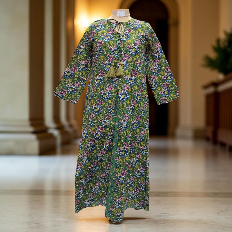 S/M Nobila Printed Cotton Dress 57" Long Jalabiya