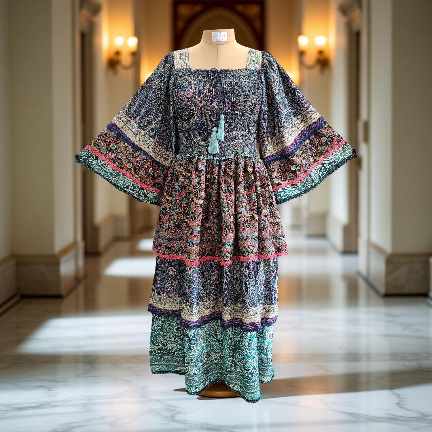 2XL/3XL Rahima Silk Crystal  Dress 57" Long Jalabiya