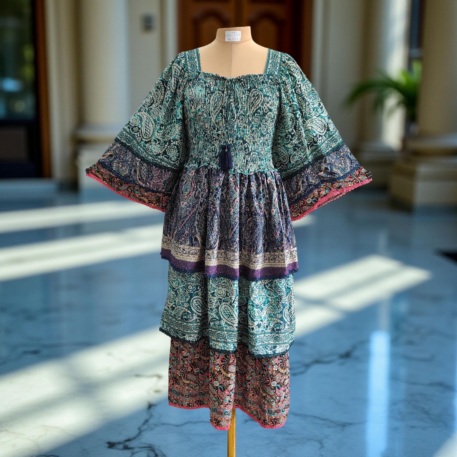 L/XL Rahima Silk Crystal  Dress 57" Long Jalabiya