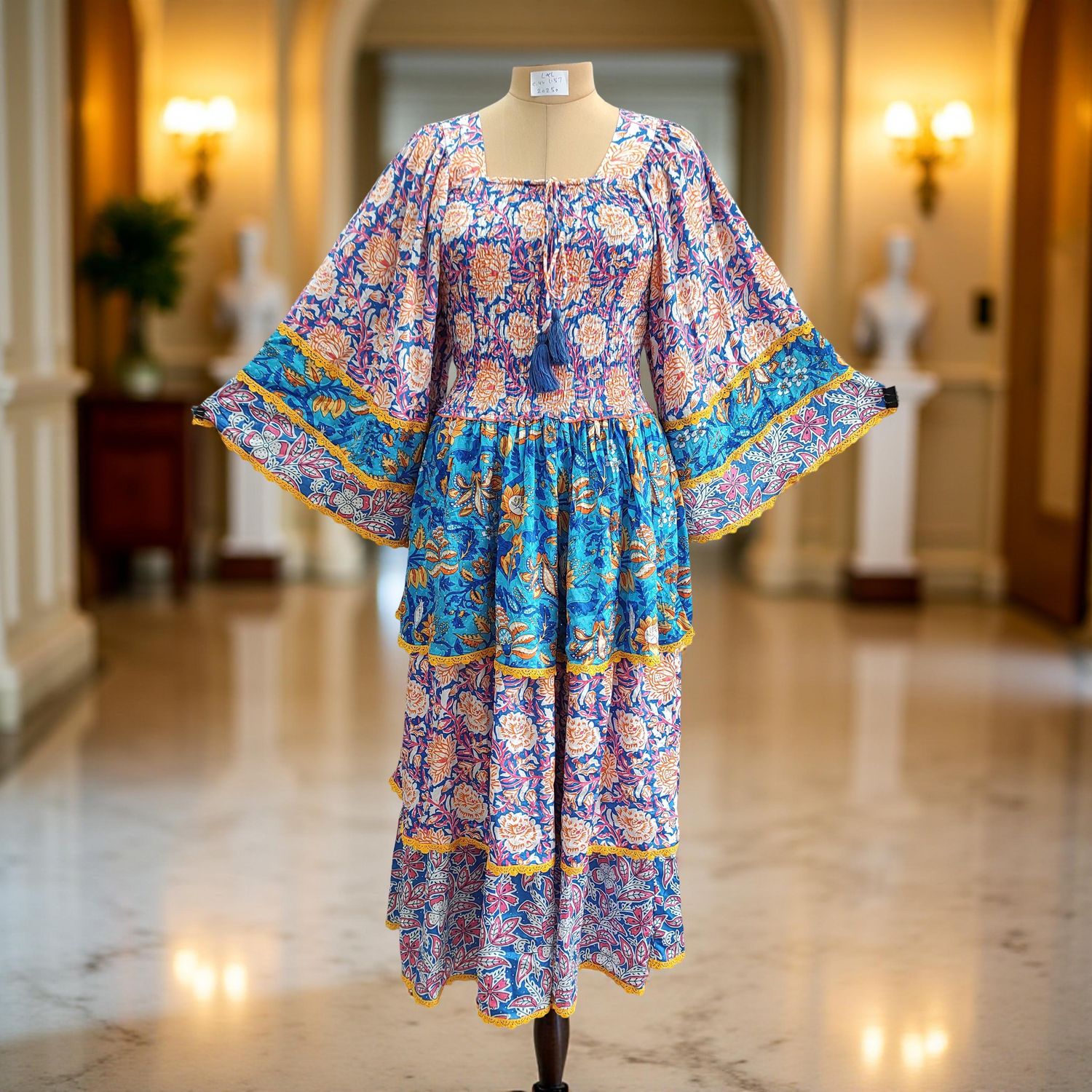 L/XL Rahima Satin Crystal  Dress 57" Long Jalabiya