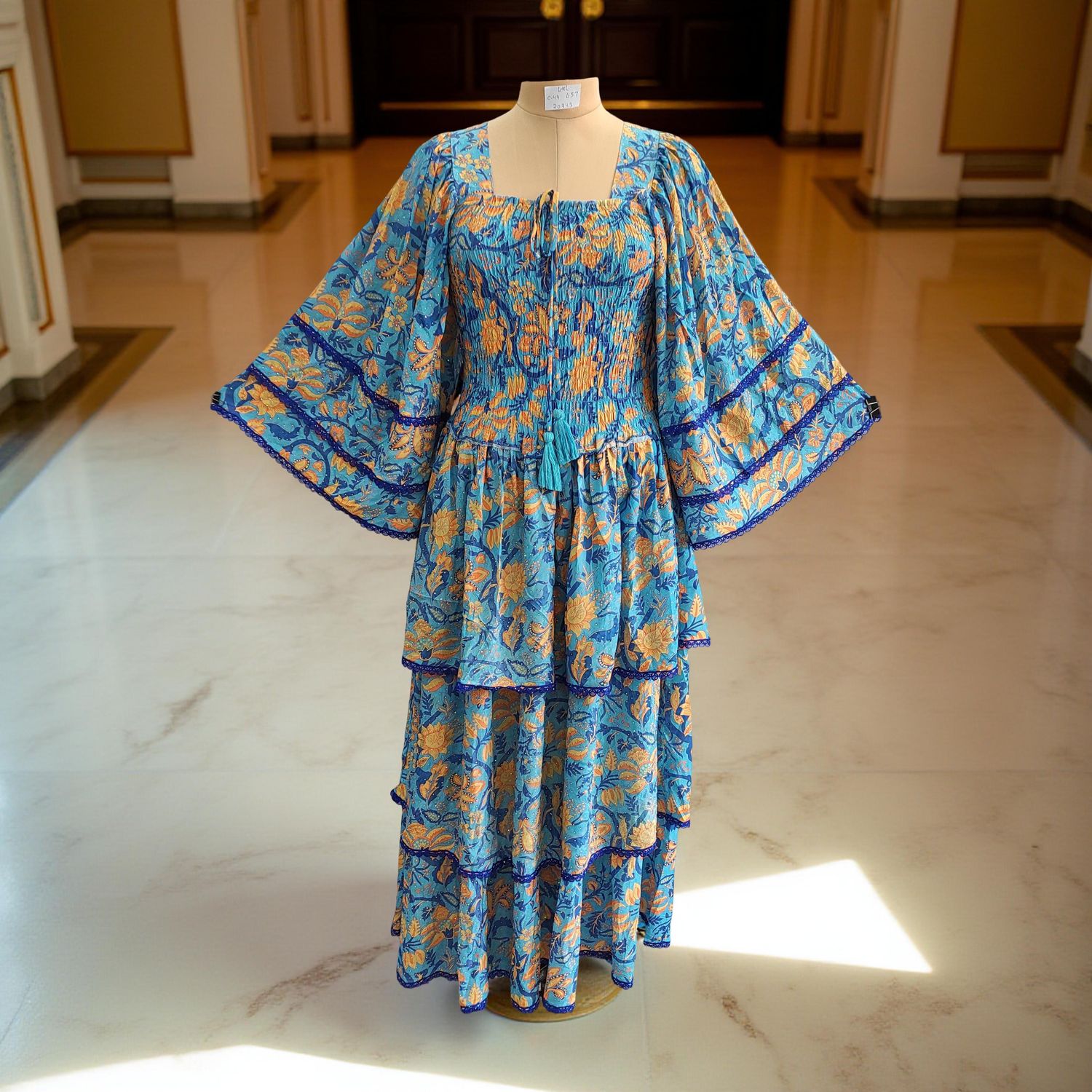 L/XL Rahima Satin Crystal  Dress 57" Long Jalabiya