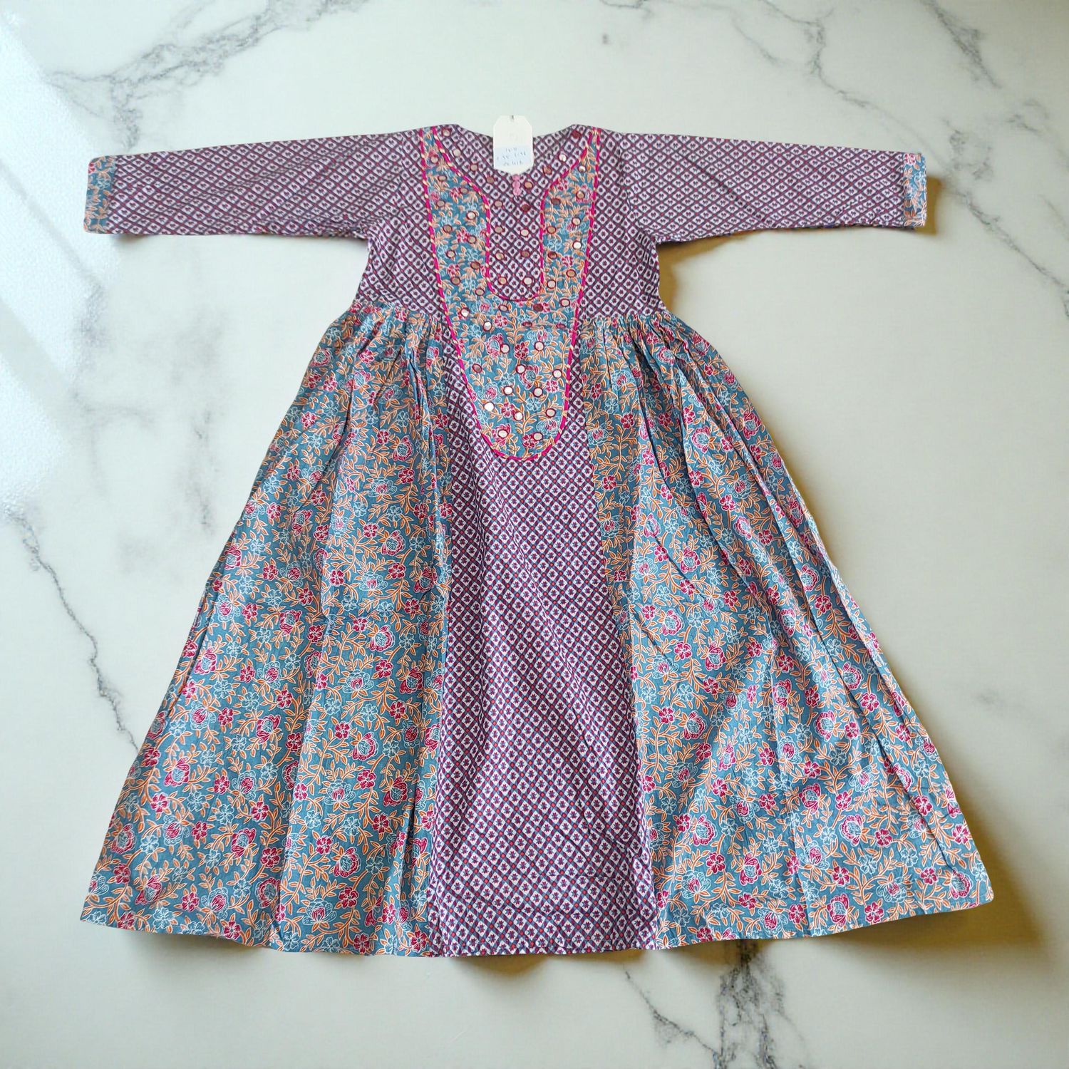 10-11 Year Suf Cotton Girls Dress 46" Long Jalabiya