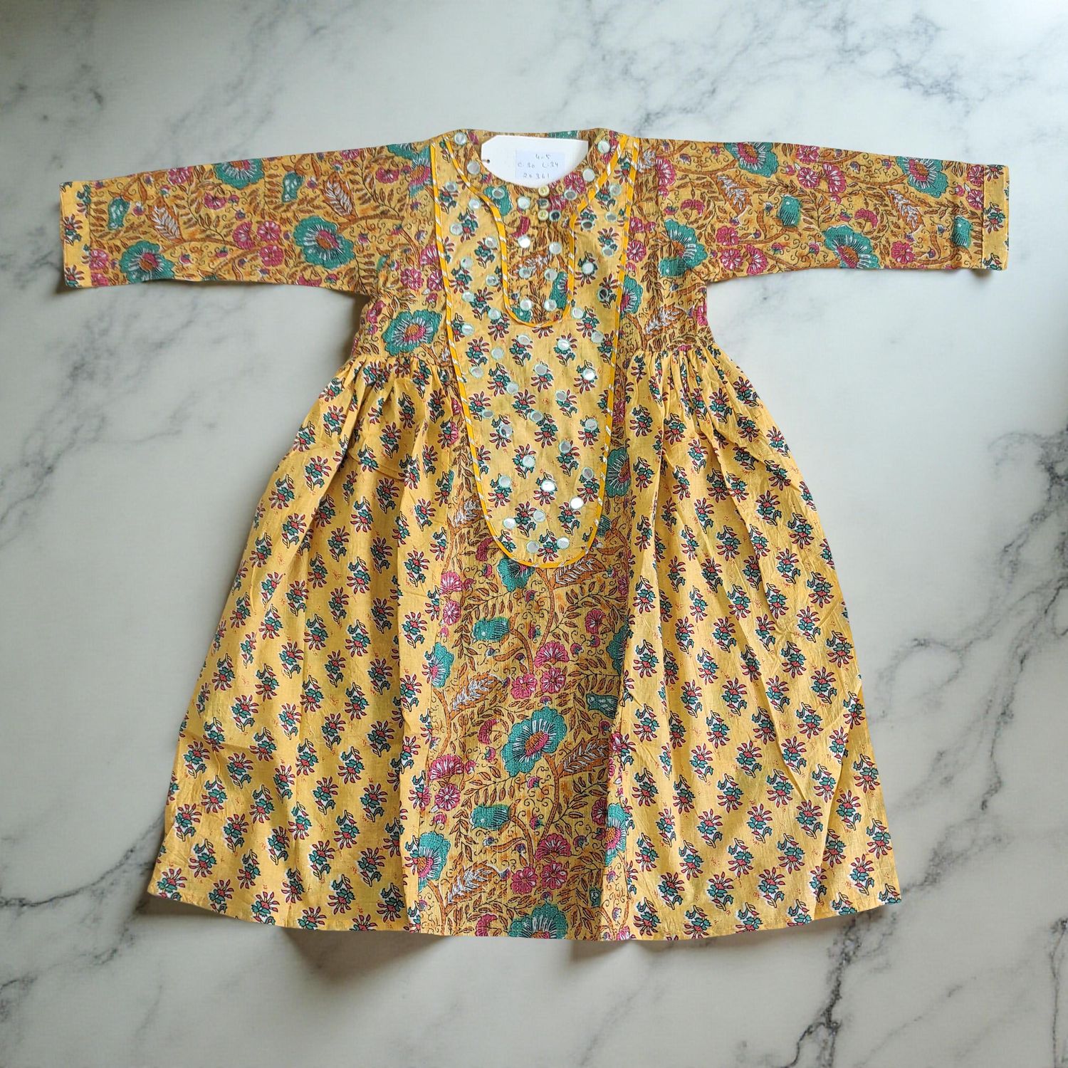 4-5 Year Suf Printed Cotton Girls Dress 34" Long Jalabiya